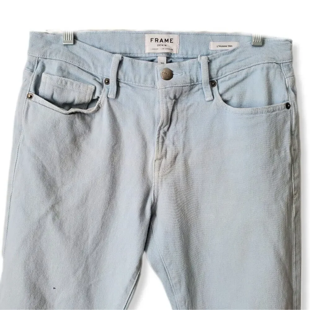 FRAME L Homme Finn Slim Fit Straight Leg Jean Comfort Stretch Men 30x32 USA Flaw